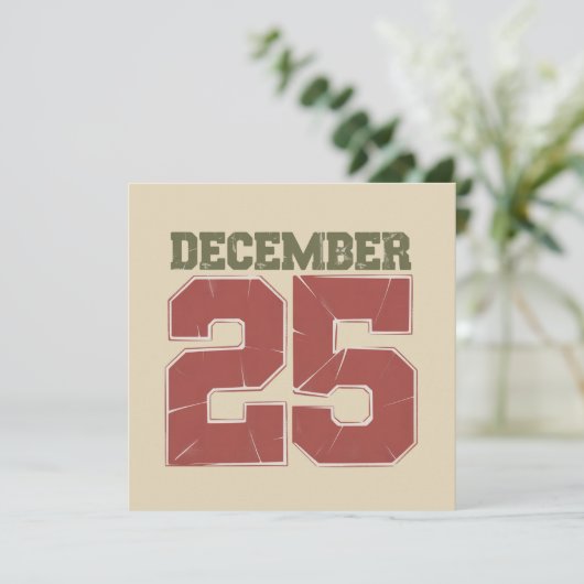 レトロなクリスマス 12月25日 ホリデー ウィンター シーズンカード (スタンド正面)