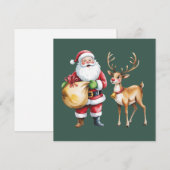 レトロなクリスマス Xmas トナカイ ヴィンテージ ホリデー シーズンカード (正面/裏面)