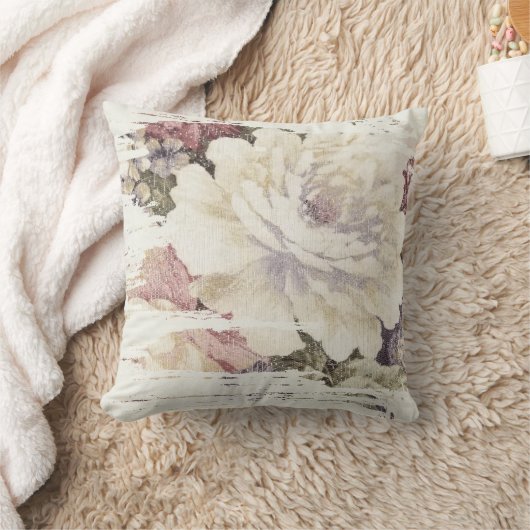 レトロなクリーム色の牡丹抽象芸術 クッション (ブランケット)