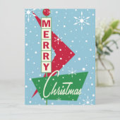 レトロなグギーサインのクリスマスパーティー招待状 招待状 (スタンド正面)