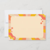 レトロなグッズ ピンクとゴールドのウェーブ ウェディング RSVP カード (裏面)