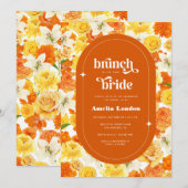 レトロなグッバイブ オレンジ フラワー ブランシュ with the Bride 招待状 (正面/裏面)