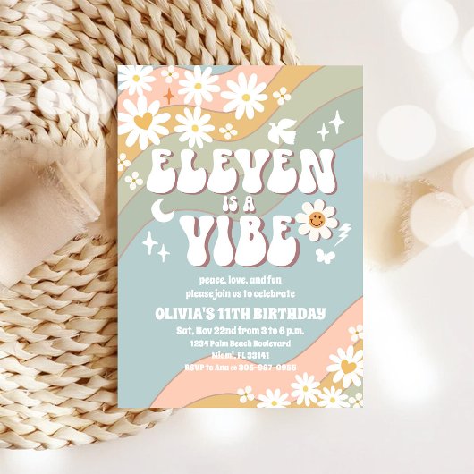 レトロなグッバイ 11歳の誕生日招待状 招待状