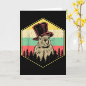 レトロなグラウンドホッグデー かわいいマリスモット グラウンドホッグ ギフト カード (黄色い花)