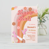 レトロなグリーシーなローラースケートの誕生日パーティー 招待状 (スタンド正面)