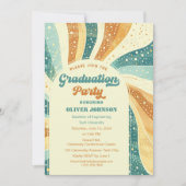 レトロなグリーンとテラコッタの卒業パーティ招待状 招待状 (正面)
