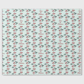 レトロなグリーンのクリスマスリボン　コケティーデセンバー ラッピングペーパー (フラット)