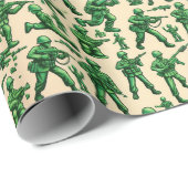 レトロなグリーンアーミーのおもちゃデザインパターン ラッピングペーパー (ロールコーナー)