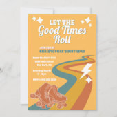 レトロなグルービーな誕生日招待状 ローラー スケート 招待状 (正面)