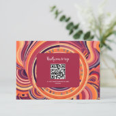 レトロなグルービーな70年代のアブストラクトパターン結婚式 出欠カード (スタンド正面)