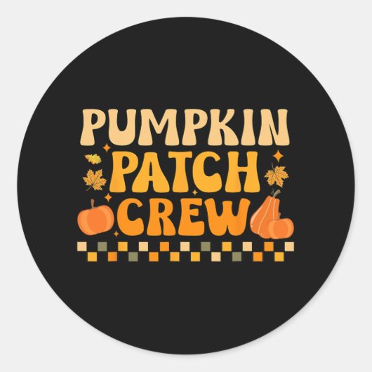 レトロなグルービーカボチャのパッチクルー感謝祭秋 ラウンドシール (正面)
