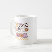 レトロなグルービーハロウィーンを台無しにするにはかわいい コーヒーマグカップ (正面左)