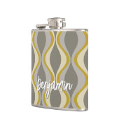 レトロなグルービーパターン – モノグラム – 金ゴールドトープ フラスク (左)