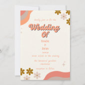 レトロなグルービー結婚カラフル 招待状 (正面)