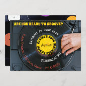 レトロなグルーブ ミュージック ビニール 60年代 70年代 招待状 (正面/裏面)