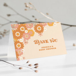 レトロなグルーヴィーなベイビーシャワー サンキューカード