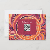 レトロなグルーヴィーな70年代の抽象的なパターンの結婚式 出欠カード (正面)