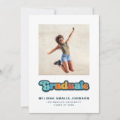 レトロなグルーヴィーカラー3枚組 卒業おめでとう写真発表 招待状 (正面)