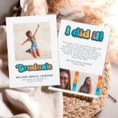 レトロなグルーヴィーカラー3枚組 卒業おめでとう写真発表 招待状