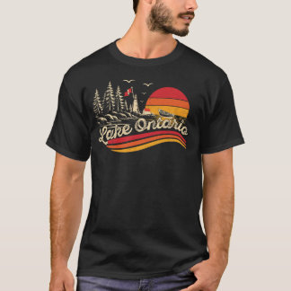 レトロなグレートオンタリオ湖 永遠のカナダの湖 Tシャツ
