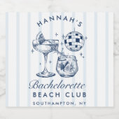 レトロなグレー＆ブルーのストライプ バチェロレッテスパークリング スパークリングワインラベル (シングルラベル)