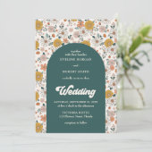 レトロなグールビーな秋の花々がウェディングを彩る 招待状 (スタンド正面)