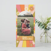 レトロなグールビーな花の母の日写真 カード (スタンド正面)