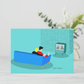 レトロなゲイカップルのテレビ鑑賞招待状 招待状 (スタンド正面)