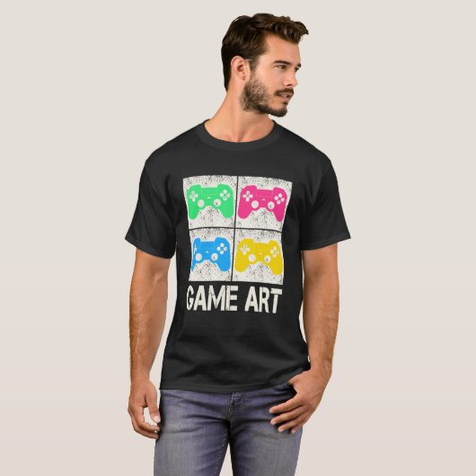 レトロなゲーマーとおたくのためのゲームアートヴィンテージゲームパッド Tシャツ (正面フル)