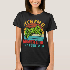 レトロなゲーマー女子です、ついてきな! Tシャツ