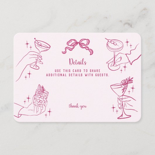 レトロなコかクテルパーティーの詳細を挿入 エンクロージャーカード (正面)