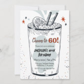 レトロなコクテルドリンクをテーマにしたスタイリッシュな60歳の誕生日 招待状 (正面)