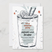 レトロなコクテルドリンクをテーマにした60歳のサプライズバースデー 招待状 (正面)