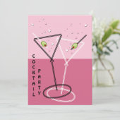 レトロなコックテールパーティーの招待状 招待状 (スタンド正面)
