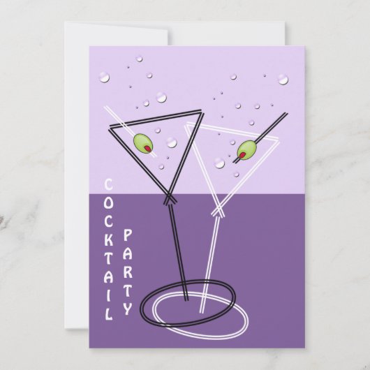 レトロなコックテールパーティーの招待状 招待状 (正面)