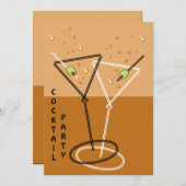 レトロなコックテールパーティーの招待状 招待状 (正面/裏面)