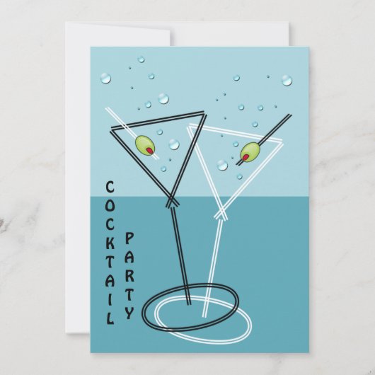 レトロなコックテールパーティーの招待状 招待状 (正面)