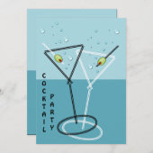 レトロなコックテールパーティーの招待状 招待状 (正面/裏面)