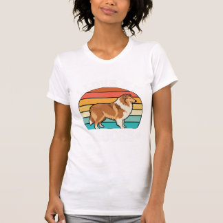 レトロなコリー犬とヘラジカが大好き Tシャツ