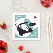 レトロなゴルフカート（黒と青） スタンダードカクテルナプキン (インサイチュ)