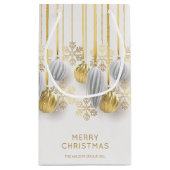 レトロなゴールドとシルバーのクリスマスオーナメント スモールペーパーバッグ (裏面)