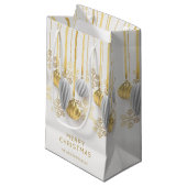 レトロなゴールドとシルバーのクリスマスオーナメント スモールペーパーバッグ (正面アングル)