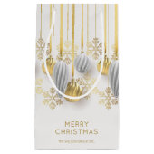 レトロなゴールドとシルバーのクリスマスオーナメント スモールペーパーバッグ (正面)