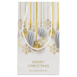レトロなゴールドとシルバーのクリスマスオーナメント スモールペーパーバッグ