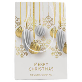 レトロなゴールドとシルバーのクリスマスオーナメント ミディアムペーパーバッグ