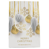 レトロなゴールドとシルバーのクリスマスオーナメント ミディアムペーパーバッグ (正面)