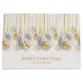 レトロなゴールドとシルバーのクリスマスオーナメント ラージペーパーバッグ (正面)