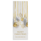 レトロなゴールドとシルバーのクリスマスオーナメント ワインギフトバッグ (裏面)