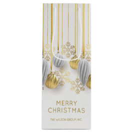 レトロなゴールドとシルバーのクリスマスオーナメント ワインギフトバッグ