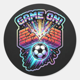 レトロなサッカーゲーム オン ネオン スプラッシュ - 2026 ゲーミング ラウンドシール